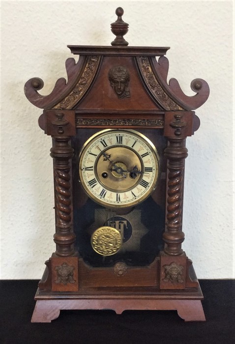 A Continental mahogany mantle clock. - Image 2 of 2