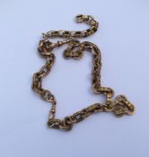 A 9 carat fancy link chain with ring clasp. Approx
