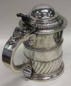 A rare Queen Anne silver half fluted tankard on sp