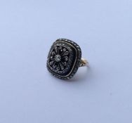 A good quality Antique enamel and rose diamond rin