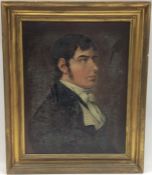 A large gilt framed portrait of a gentleman. Oil o