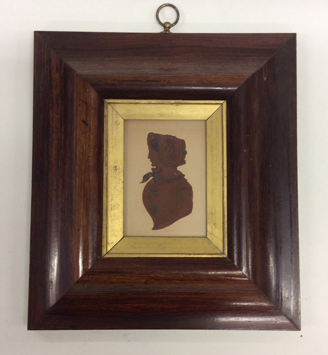 A pair of rosewood framed silhouettes with gilt bo - Image 2 of 2