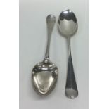 Two Georgian Hanoverian pattern silver tablespoons