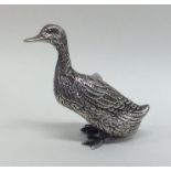 A Continental silver figure of a duck with texture