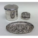 A small silver dressing table tray together with a