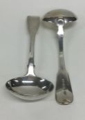 EXETER: A pair of silver fiddle pattern sauce ladl