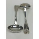 EXETER: A pair of silver fiddle pattern sauce ladl