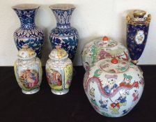 A group of 20th Century decorated vases.