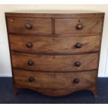 A Georgian mahogany bow front chest of five drawer