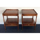 A pair of burr walnut occasional tables with singl