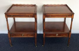 A pair of burr walnut occasional tables with singl