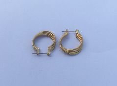 A pair of 9 carat hoop earrings. Approx. 4 grams.