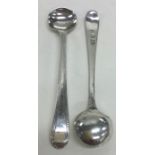 A pair of OE bead pattern silver salt spoons. Appr