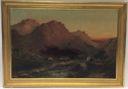 J M DUCKER: An oil on canvas depicting a Highland