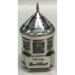 An Iraqi silver and Niello cruet on ball feet. App