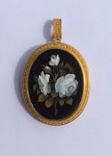 A good quality pietra dura pendant with loop top a