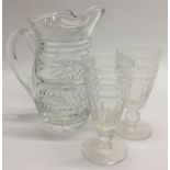 A good cut glass lemonade jug together with two ta