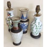 Two 20th Century crackleware vases together with t