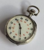 A Continental silver fob watch decorated with flow