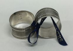 A pair heavy engine turned silver napkin rings. Sh