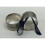 A pair heavy engine turned silver napkin rings. Sh