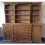 A large pine five drawer kitchen dresser. Est. £80