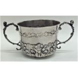 A rare Charles II two handled silver porringer, th