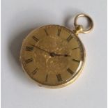 A lady's 18 carat fob watch attractively decorated