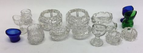 A group of glass and cut glass salts together with