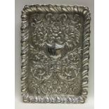 A large silver dressing table tray with crimped ri