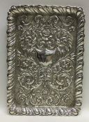 A large silver dressing table tray with crimped ri