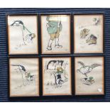 This is an unusual set of 6 Cecil Aldin pictures, decorated with a puppy wearing a green ribbon.