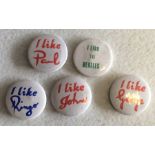 A set of five rare Beatles collectable pin badges