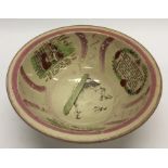 A Sunderland lustre bowl decorated with sailing sc