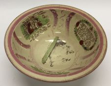 A Sunderland lustre bowl decorated with sailing sc