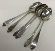 A set of six Scottish silver dessert spoons with i