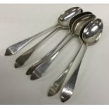 A set of six Scottish silver dessert spoons with i