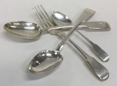 A collection of fiddle pattern silver cutlery. Var