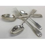 A collection of fiddle pattern silver cutlery. Var