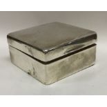 A square silver hinged top cigarette box. Approx.