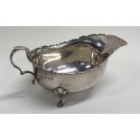 An Edwardian silver sauce boat with canted rim. Sh