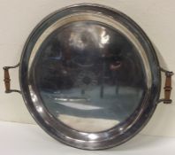 A stylish Edwardian silver circular tea tray of Re