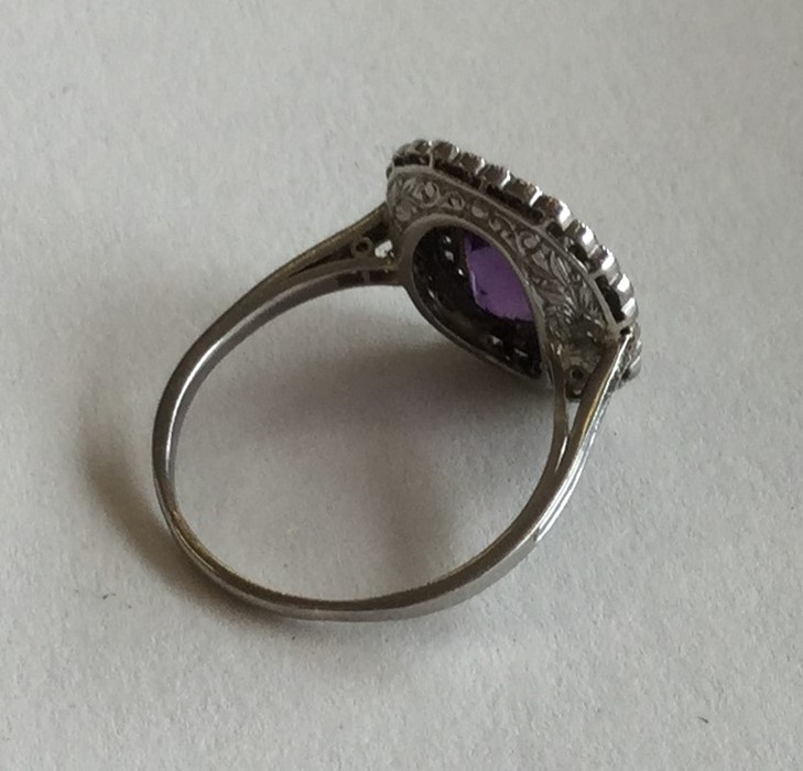 A good amethyst and diamond cluster ring with cut - Image 2 of 2