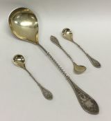 An attractive set of four Continental silver filig