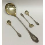 An attractive set of four Continental silver filig