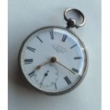A good silver open face pocket watch with white en