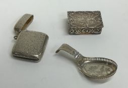 A Georgian silver bright cut caddy spoon together