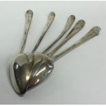 A set of five OE pattern silver teaspoons. Approx.