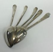 A set of five OE pattern silver teaspoons. Approx.