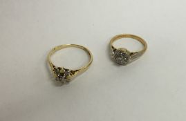 Two diamond and 18 carat gold rings. Approx. 5.3 g